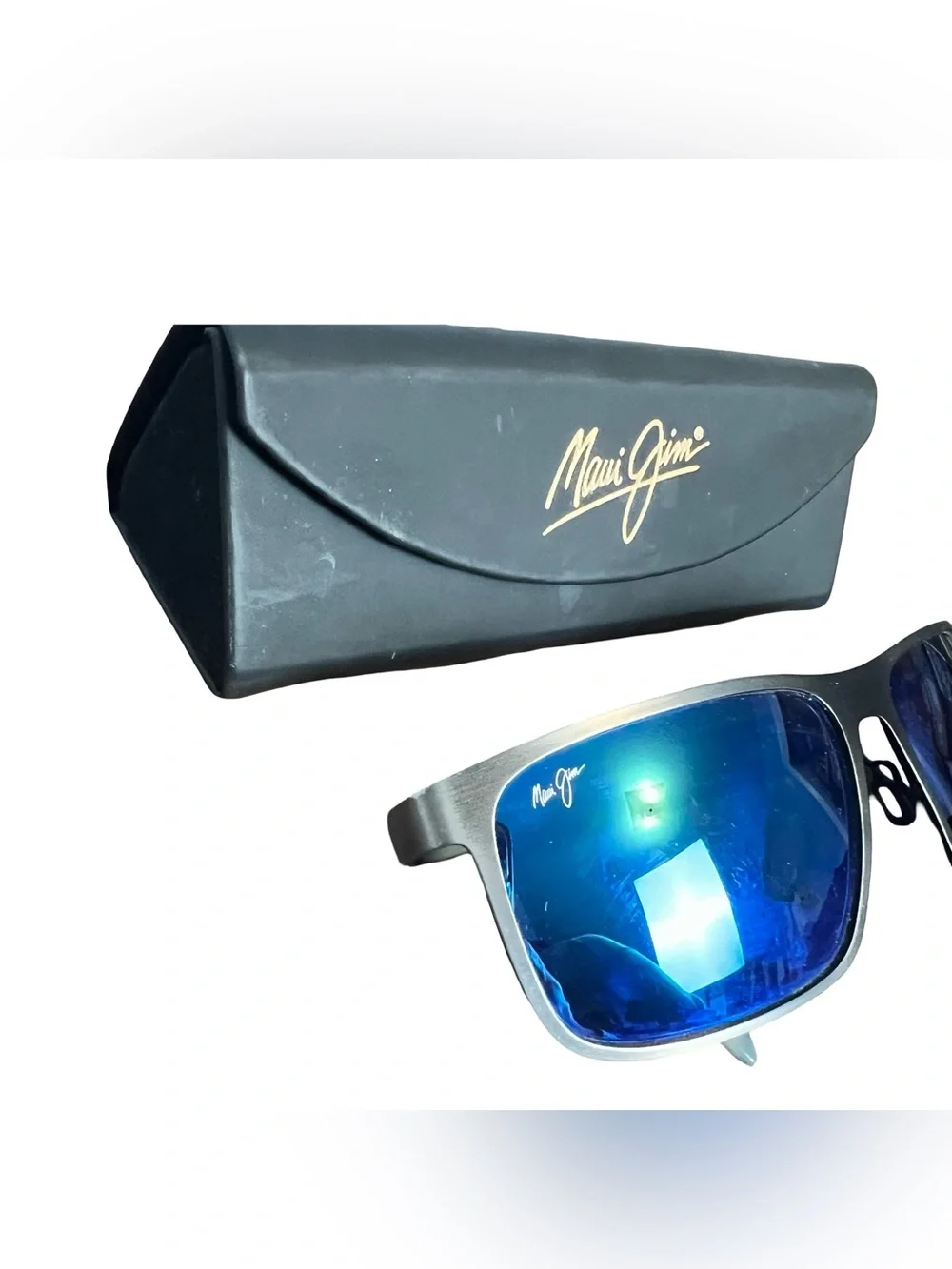 Maui Jim Wana B846 Brushed Dark Gunmetal Blue Hawaii Polarized Sunglasses & Case
